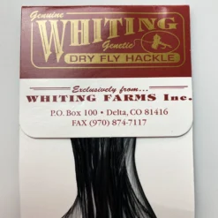 Whiting 100 Pack Dry Fly Hackle - Black - 16